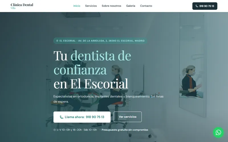 Portada de la web de Clínica Dental Villa